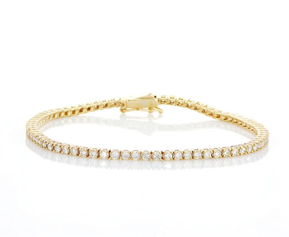 צמיד טניס זהב צהוב עם שיבוץ יהלומים עגולים | ILAIS Jewelry