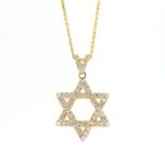 שרשרת זהב צהוב עם תליון מגן דוד משובץ יהלומים עגולים